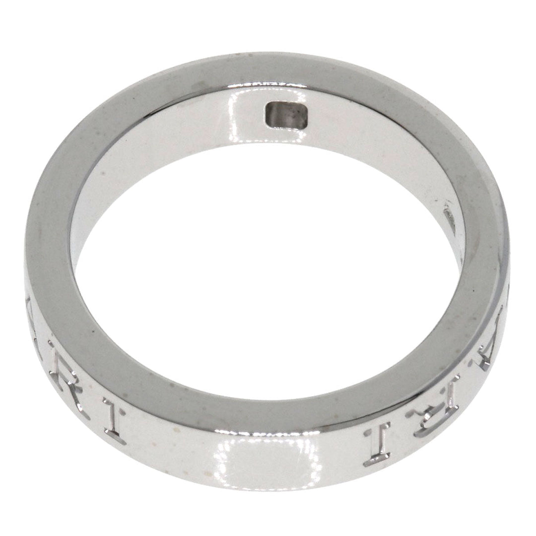 BVLGARI Ring K18WG Silver Double logo diamond