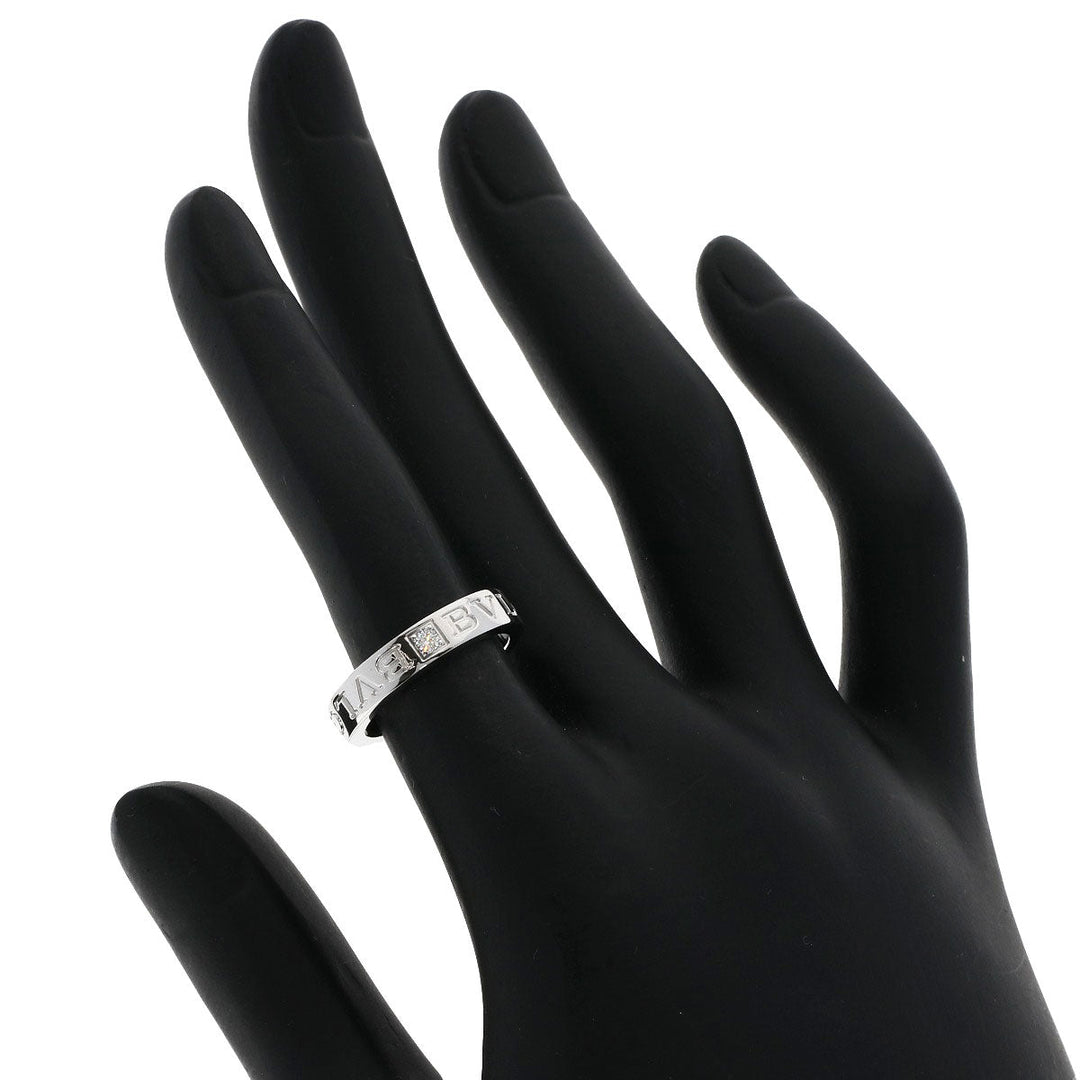 BVLGARI Ring K18WG Silver Double logo diamond