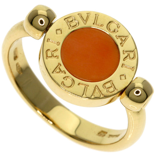 BVLGARI Ring 18K Yellow Gold gold BVLGARI BVLGARI Flip Onyx Coral Women Used Authentic
