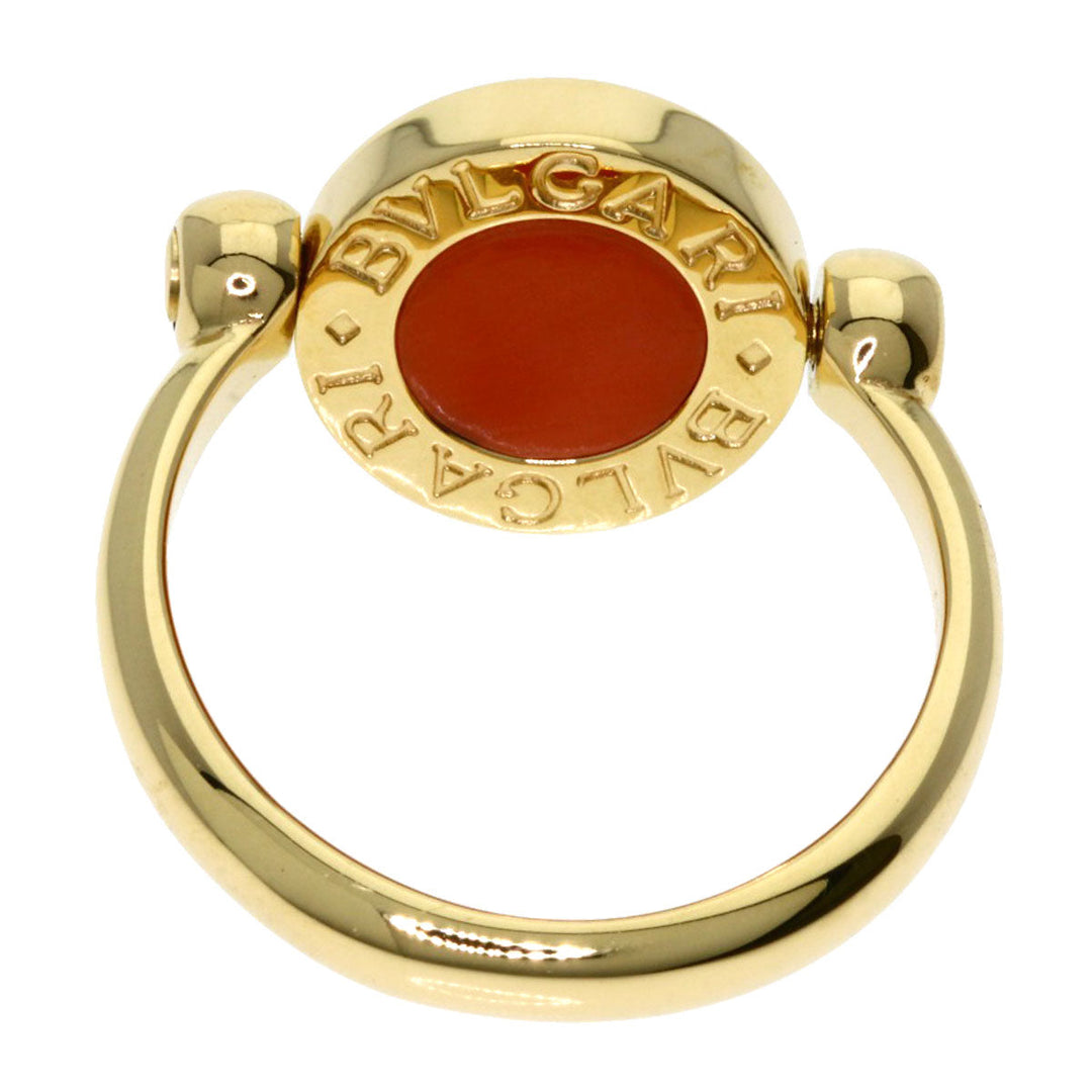 BVLGARI Ring 18K Yellow Gold gold BVLGARI BVLGARI Flip Onyx Coral Women Used Authentic