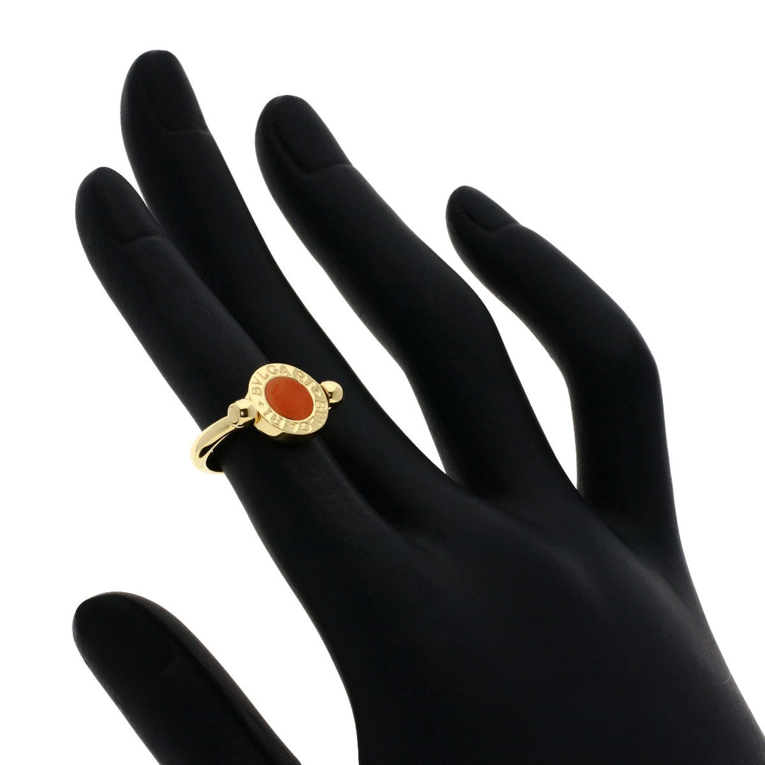 BVLGARI Ring 18K Yellow Gold gold BVLGARI BVLGARI Flip Onyx Coral Women Used Authentic