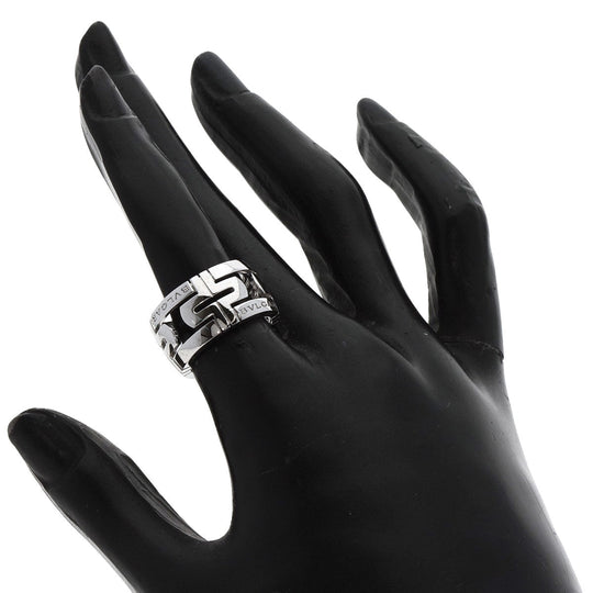 BVLGARI Ring K18WG Silver Parentesi Openwork #50 Women Used Authentic