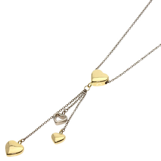 TIFFANY&Co. Necklace K18WG , K18YG Silver Heart Drop Charm Women Used Authentic
