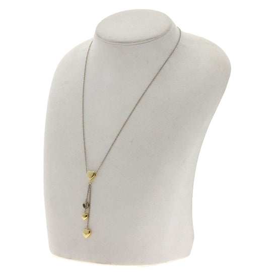 TIFFANY&Co. Necklace K18WG , K18YG Silver Heart Drop Charm Women Used Authentic