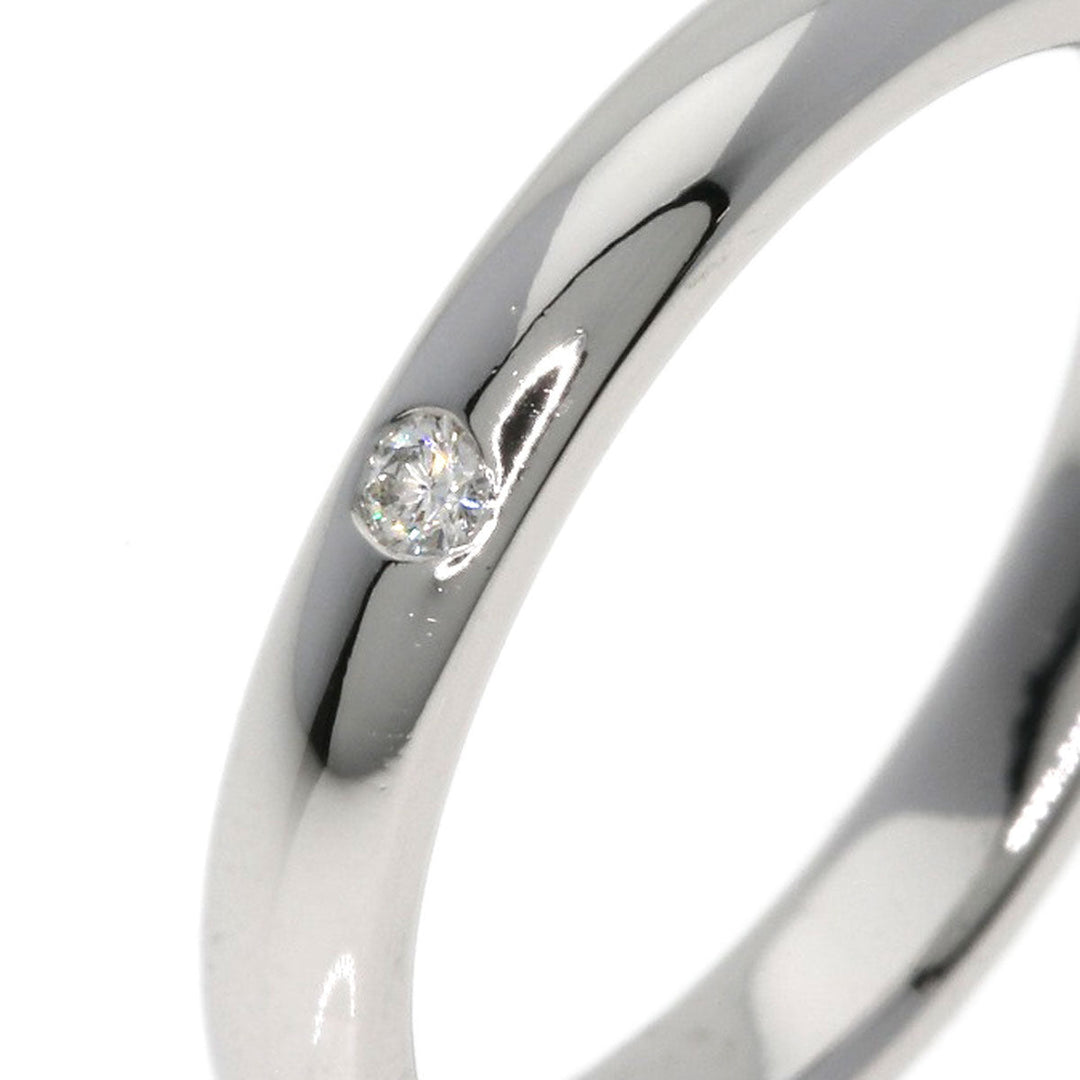 TIFFANY&Co. Ring PT950 Silver Stacking 1P Diamond Women Used Authentic