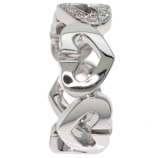 CARTIER Ring K18WG Silver C Heart Diamond #47 Women Used Authentic