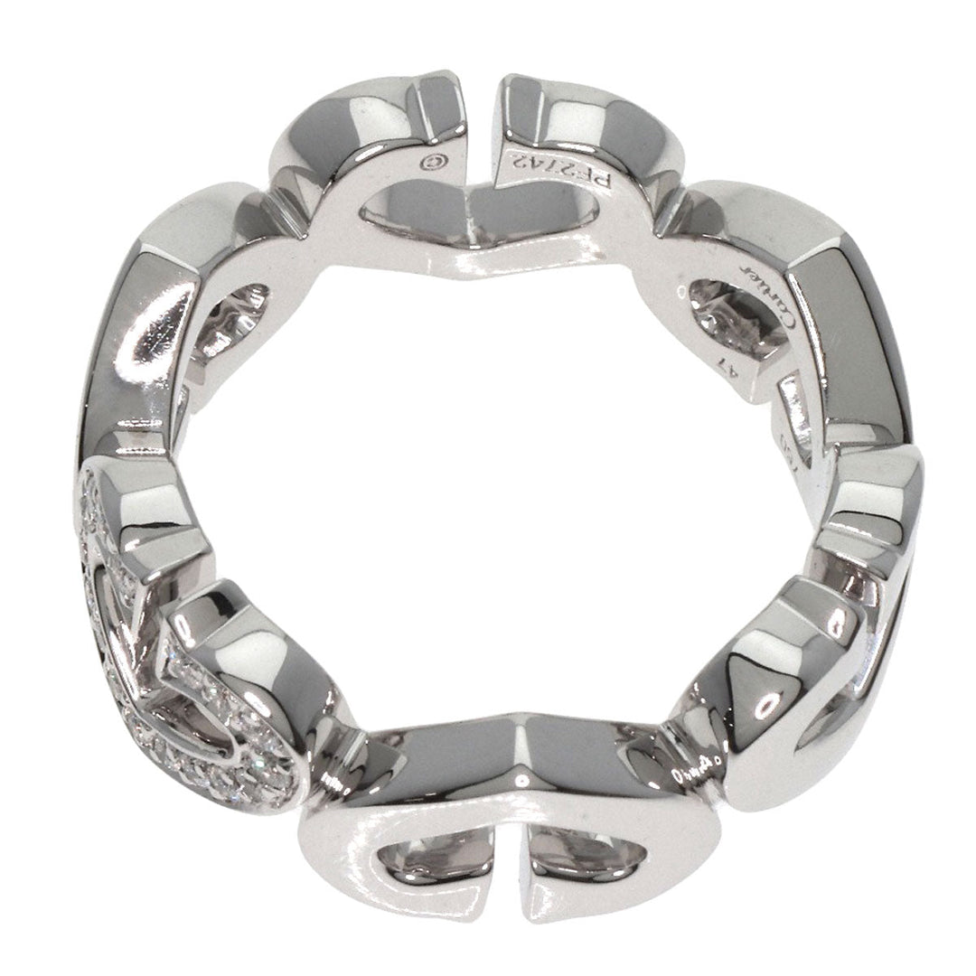 CARTIER Ring K18WG Silver C Heart Diamond #47 Women Used Authentic