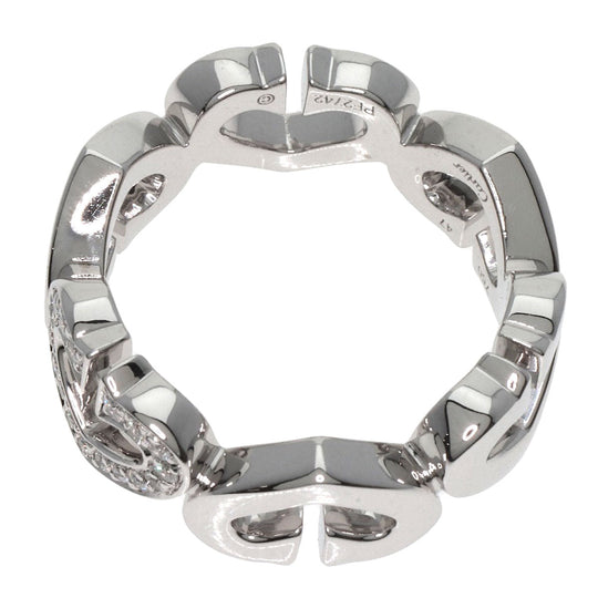 CARTIER Ring K18WG Silver C Heart Diamond #47 Women Used Authentic