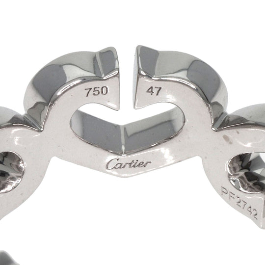 CARTIER Ring K18WG Silver C Heart Diamond #47 Women Used Authentic