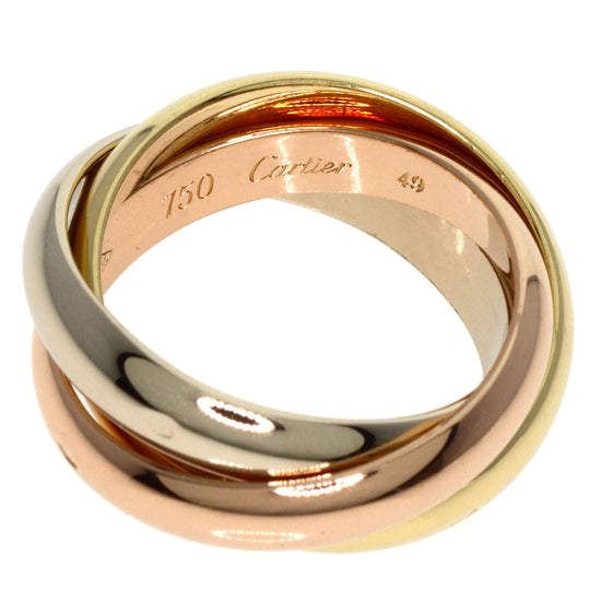 CARTIER Ring K18YG , K18WG , K18PG gold Trinity #49 Women Used Authentic