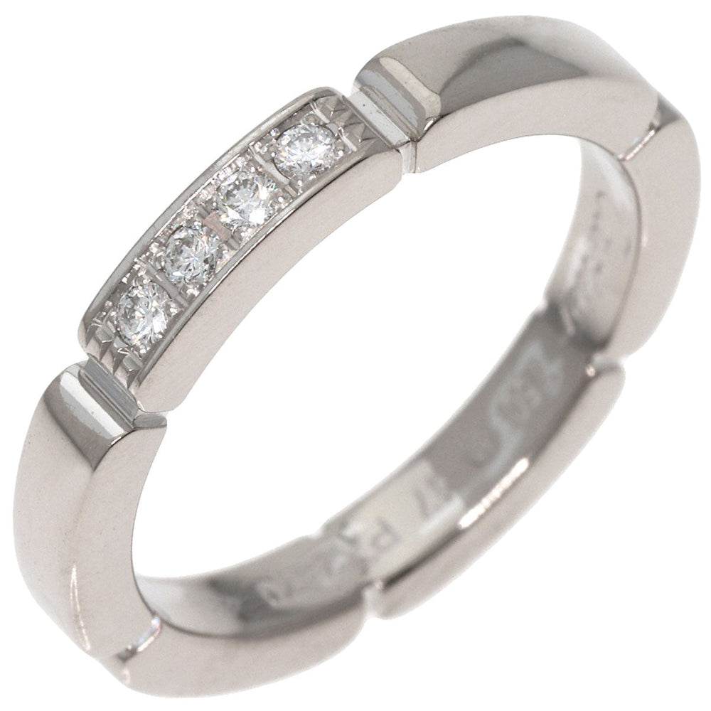 CARTIER Ring K18WG Silver Maillon PANTHERE Diamond #47 Women Used Authentic