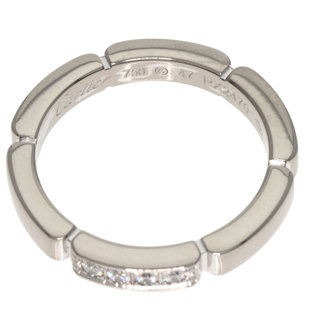 CARTIER Ring K18WG Silver Maillon PANTHERE Diamond #47 Women Used Authentic