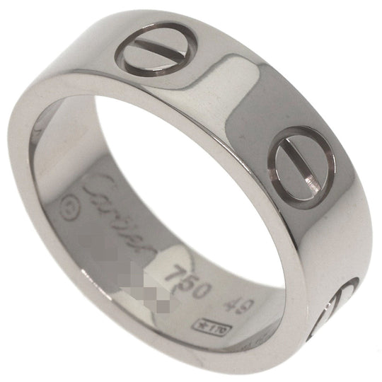 CARTIER Ring K18WG Silver Love Ring #49 Women Used Authentic