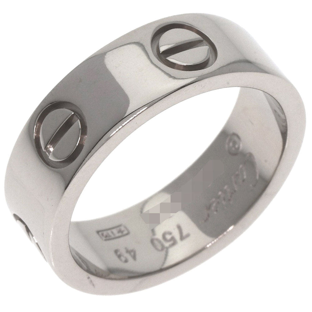 CARTIER Ring K18WG Silver Love Ring #49 Women Used Authentic