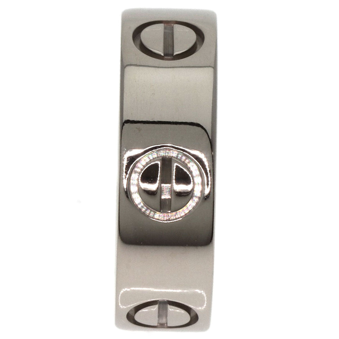 CARTIER Ring K18WG Silver Love Ring #49 Women Used Authentic