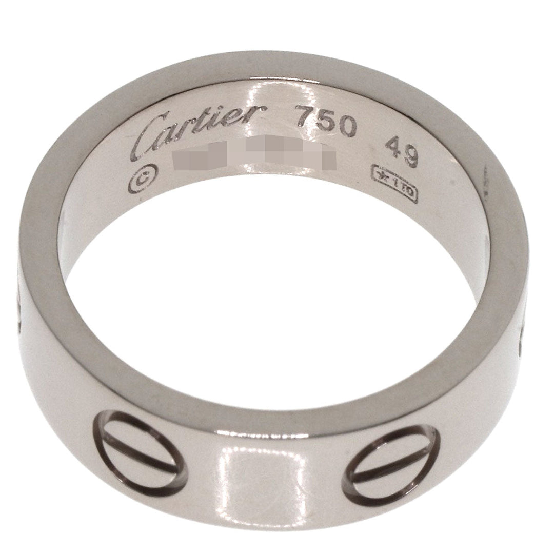 CARTIER Ring K18WG Silver Love Ring #49 Women Used Authentic