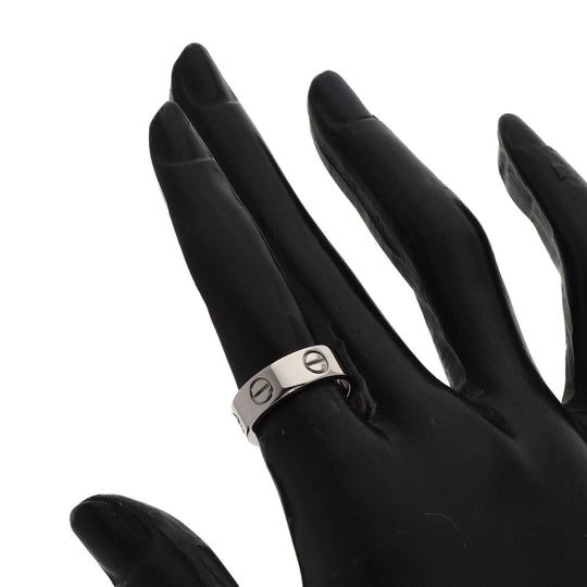 CARTIER Ring K18WG Silver Love Ring #49 Women Used Authentic