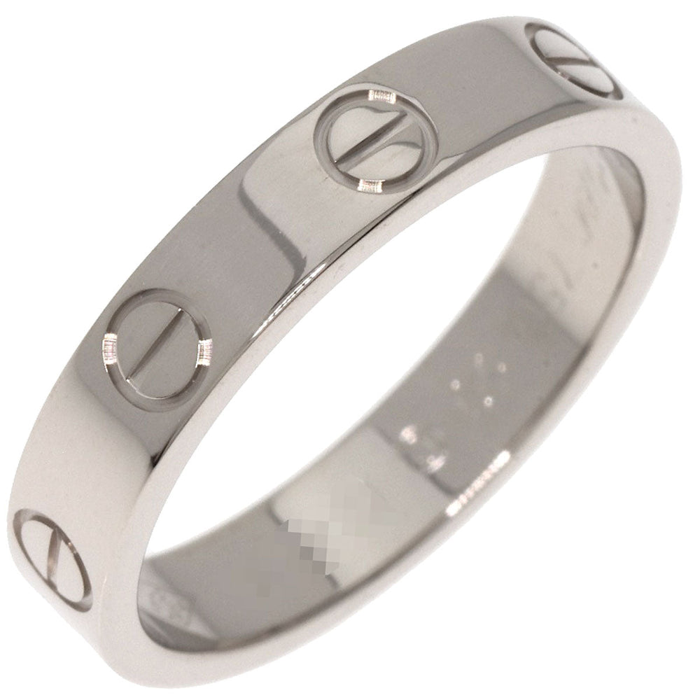 CARTIER Ring K18WG Silver Mini Love Ring #50 Women Used Authentic