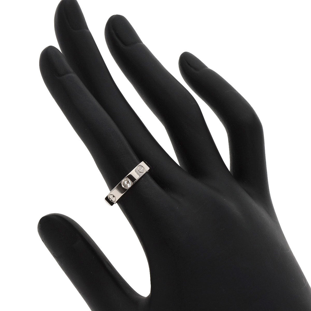 CARTIER Ring K18WG Silver Mini Love Ring #50 Women Used Authentic