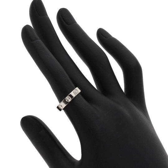 CARTIER Ring K18WG Silver Mini Love Ring #50 Women Used Authentic