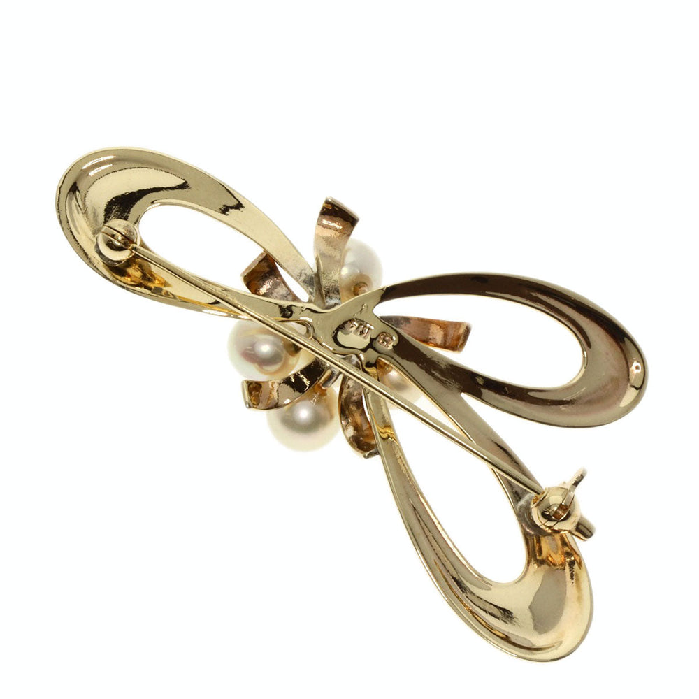 MIKIMOTO Brooch K14YG gold Pearl Women Used Authentic