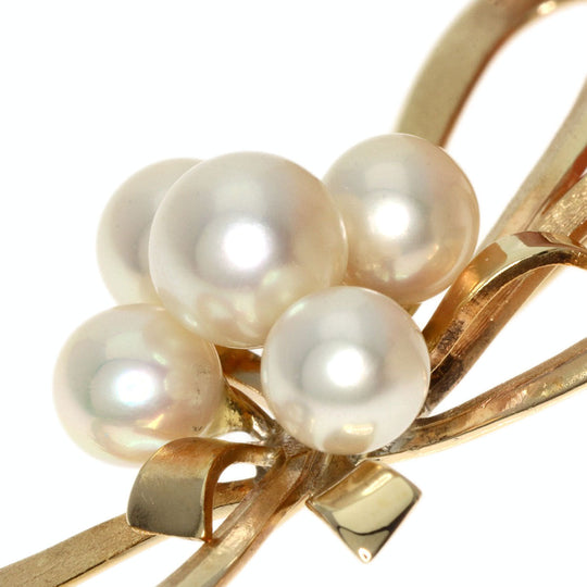 MIKIMOTO Brooch K14YG gold Pearl Women Used Authentic
