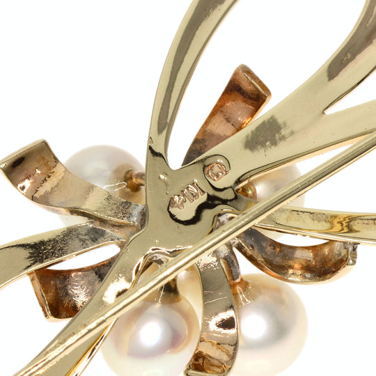 MIKIMOTO Brooch K14YG gold Pearl Women Used Authentic