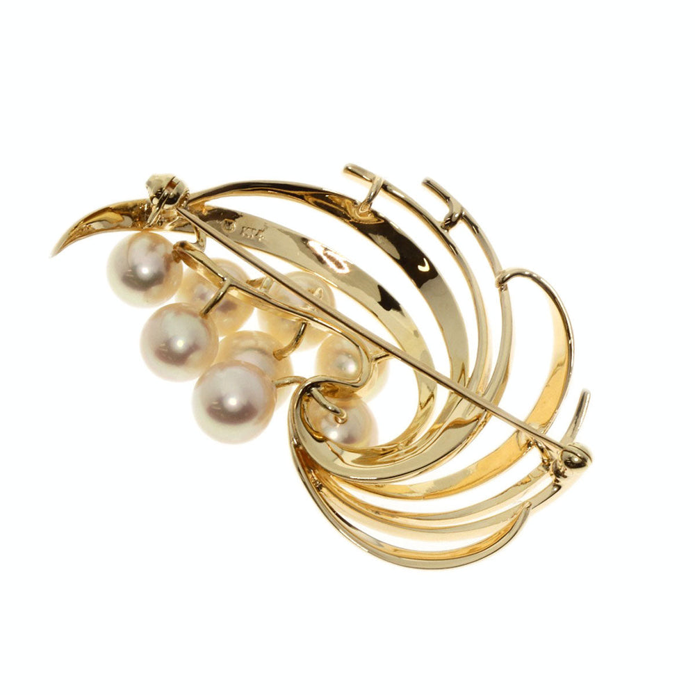MIKIMOTO Brooch K14YG gold Pearl Women Used Authentic