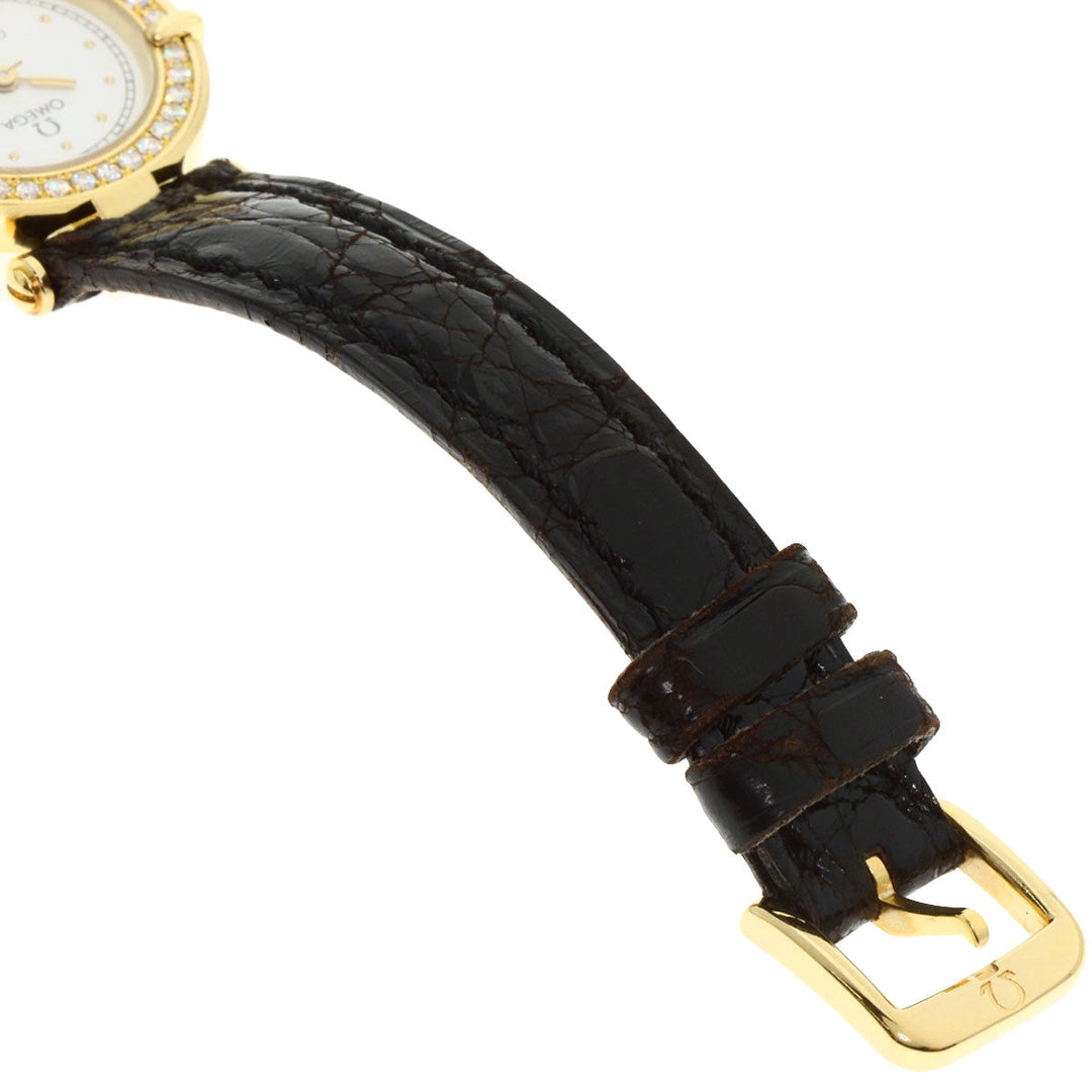 OMEGA Watches Quartz K18YG , Leather , Diamond gold Constellation BezelDiamond white dial Women Used Authentic