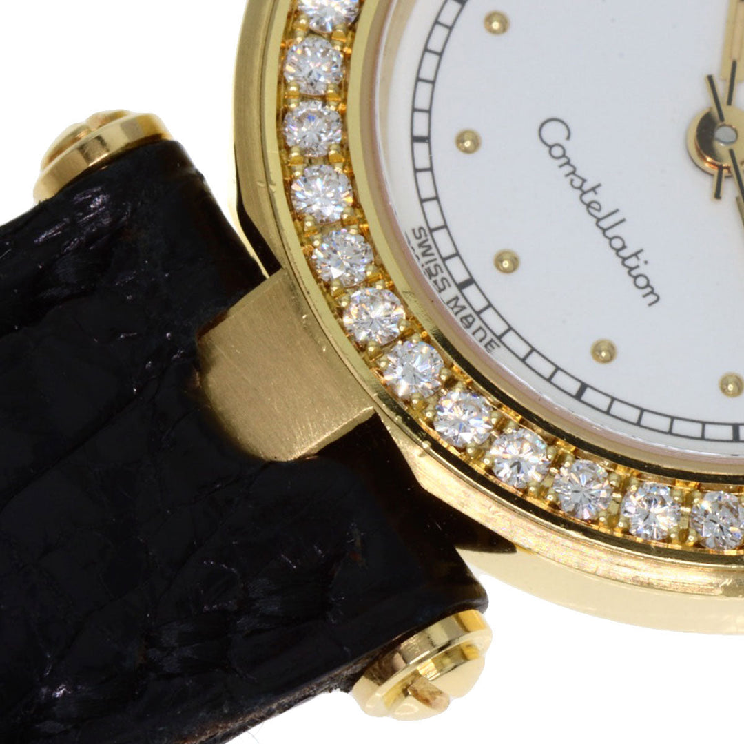 OMEGA Watches Quartz K18YG , Leather , Diamond gold Constellation BezelDiamond white dial Women Used Authentic