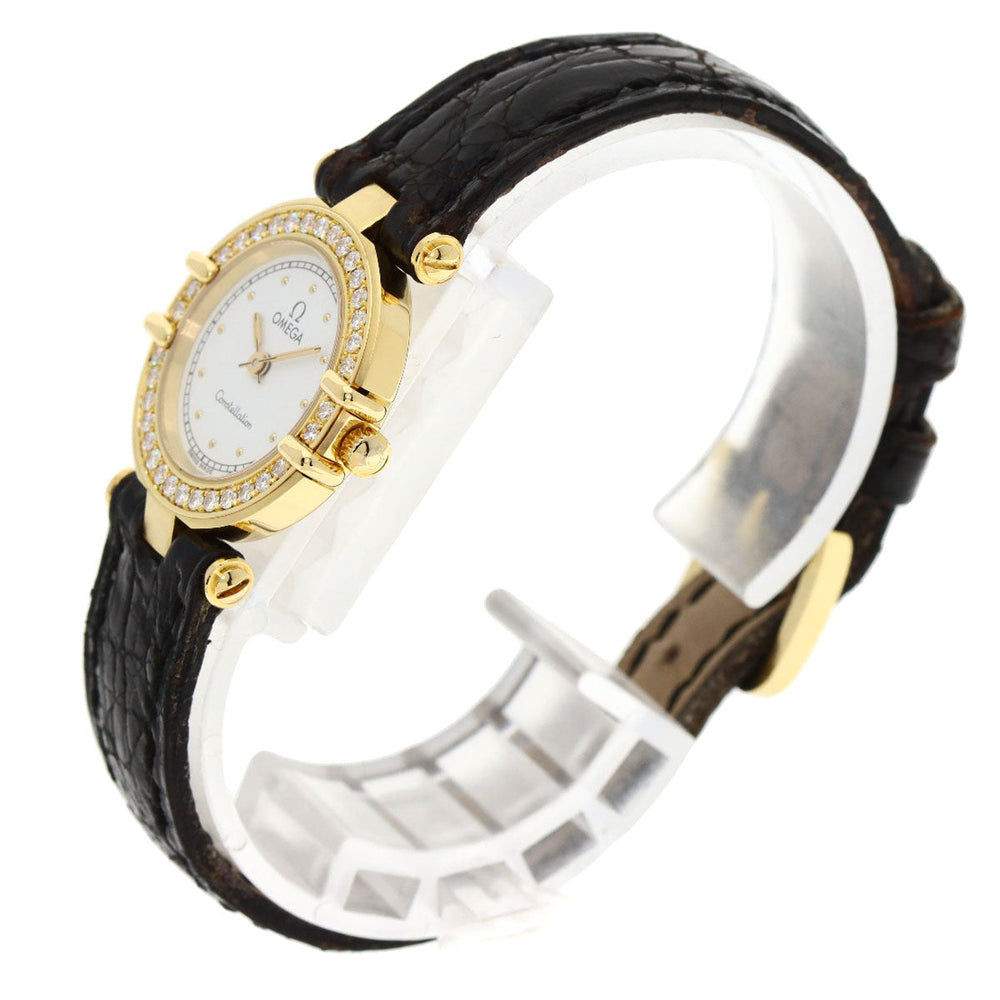OMEGA Watches Quartz K18YG , Leather , Diamond gold Constellation BezelDiamond white dial Women Used Authentic