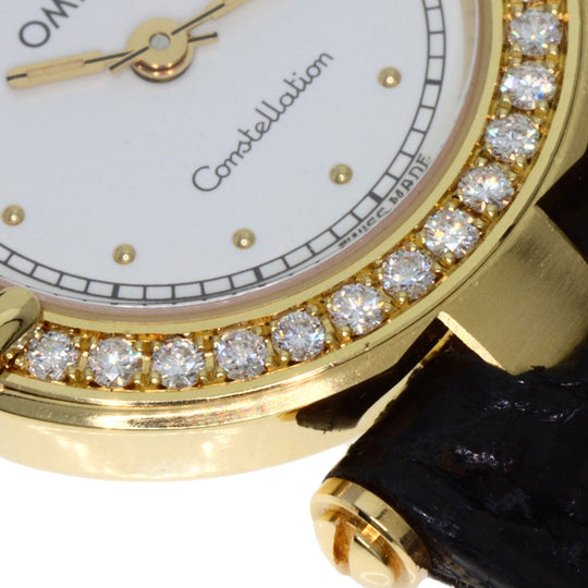 OMEGA Watches Quartz K18YG , Leather , Diamond gold Constellation BezelDiamond white dial Women Used Authentic