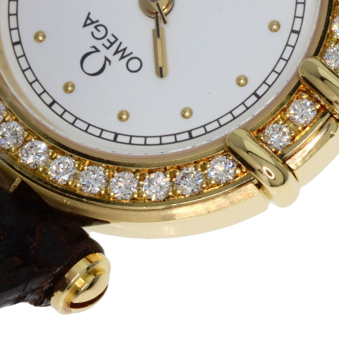 OMEGA Watches Quartz K18YG , Leather , Diamond gold Constellation BezelDiamond white dial Women Used Authentic
