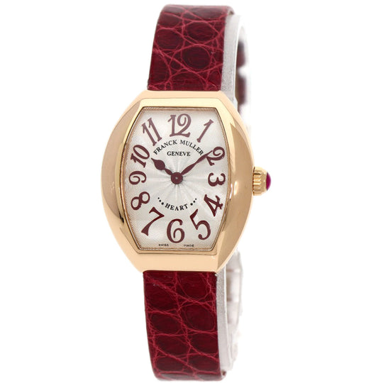 FRANCK MULLER Watches Quartz 5002SQZ K18PG, leather gold Heart to Heart Silver dial Women Used Authentic