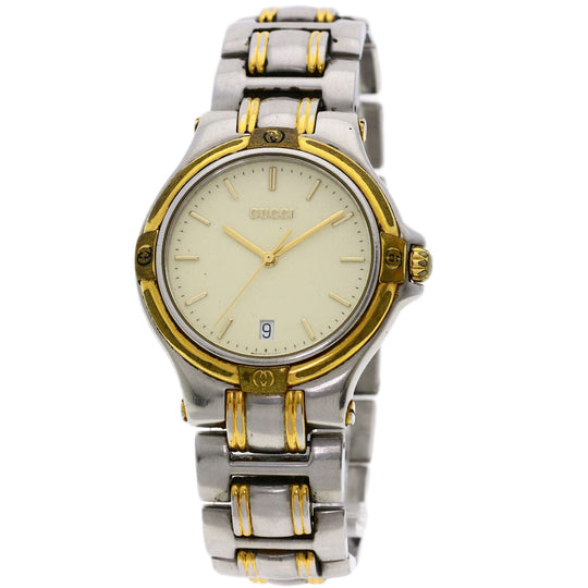 GUCCI Watches Quartz 9040M Stainless Steel , SSxGP gold Round face Ivory dial mens Used Authentic
