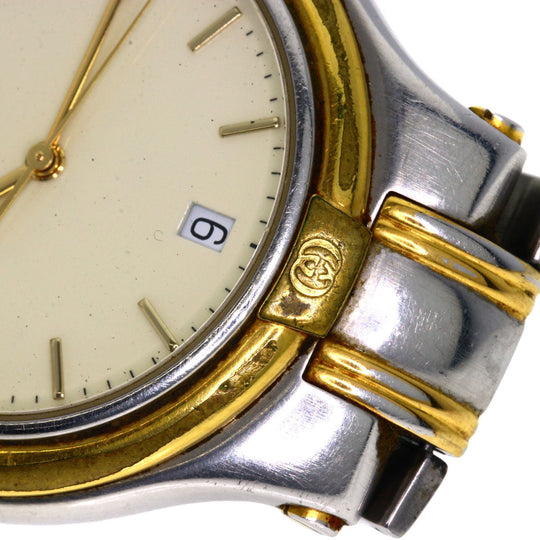 GUCCI Watches Quartz 9040M Stainless Steel , SSxGP gold Round face Ivory dial mens Used Authentic