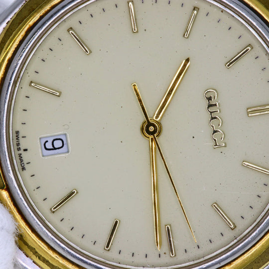 GUCCI Watches Quartz 9040M Stainless Steel , SSxGP gold Round face Ivory dial mens Used Authentic