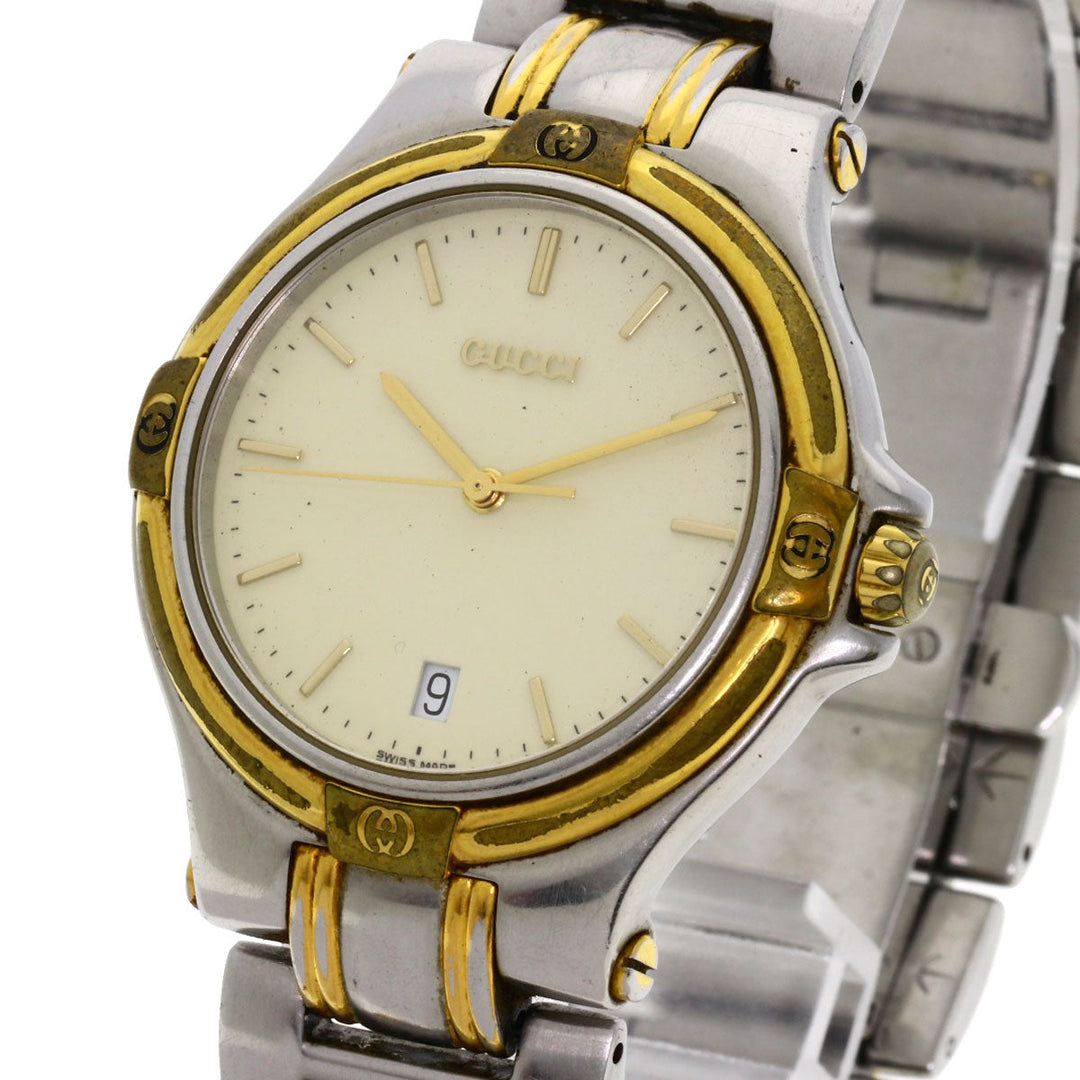 GUCCI Watches Quartz 9040M Stainless Steel , SSxGP gold Round face Ivory dial mens Used Authentic