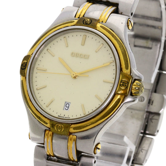 GUCCI Watches Quartz 9040M Stainless Steel , SSxGP gold Round face Ivory dial mens Used Authentic