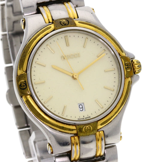 GUCCI Watches Quartz 9040M Stainless Steel , SSxGP gold Round face Ivory dial mens Used Authentic