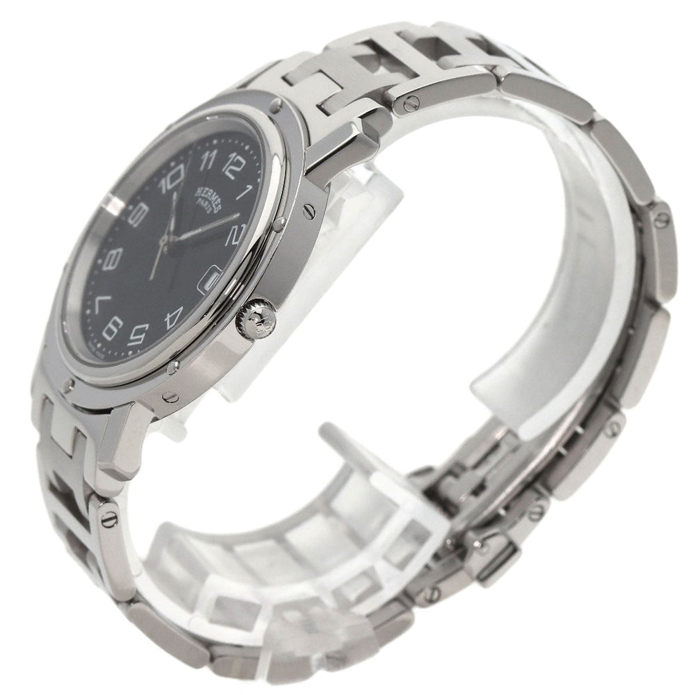HERMES Watches Quartz CL6.710 Stainless Steel , Stainless Steel Silver Clipper black dial mens Used Authentic