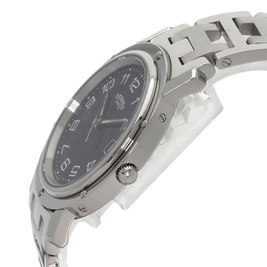 HERMES Watches Quartz CL6.710 Stainless Steel , Stainless Steel Silver Clipper black dial mens Used Authentic