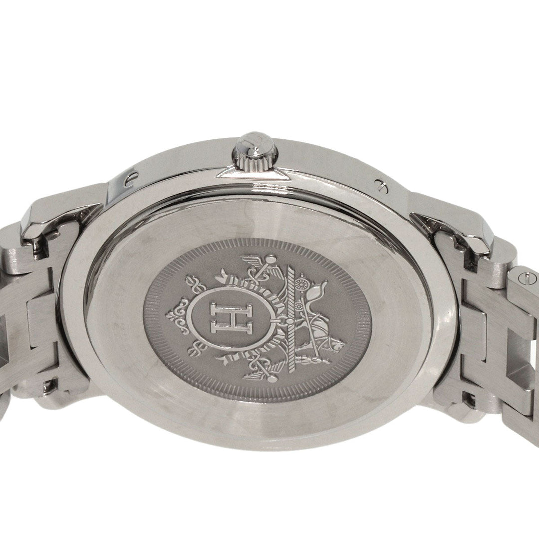 HERMES Watches Quartz CL6.710 Stainless Steel , Stainless Steel Silver Clipper black dial mens Used Authentic