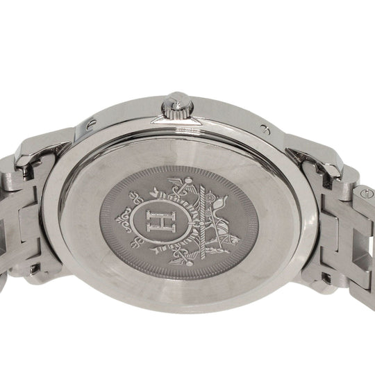HERMES Watches Quartz CL6.710 Stainless Steel , Stainless Steel Silver Clipper black dial mens Used Authentic