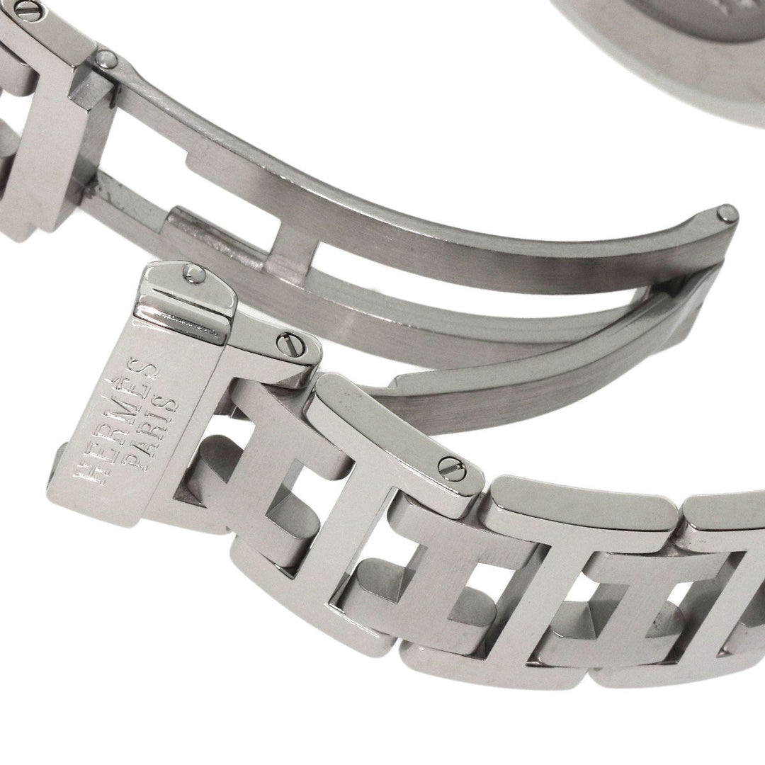 HERMES Watches Quartz CL6.710 Stainless Steel , Stainless Steel Silver Clipper black dial mens Used Authentic