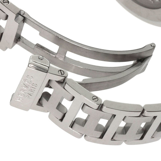 HERMES Watches Quartz CL6.710 Stainless Steel , Stainless Steel Silver Clipper black dial mens Used Authentic