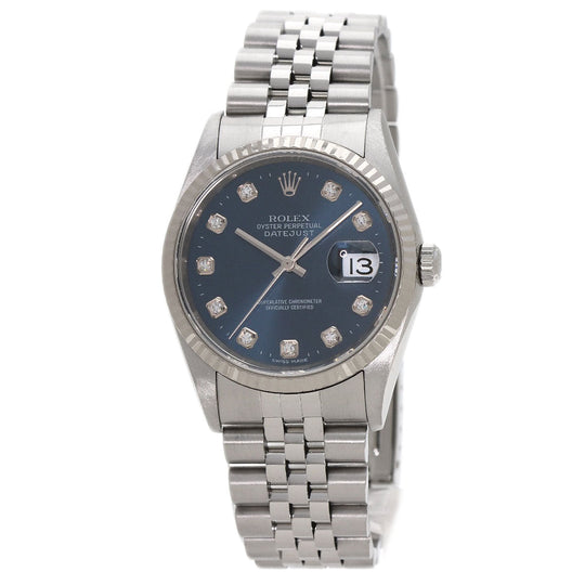 ROLEX Watches Mechanical Automatic 16234G Stainless Steel Silver Datejust 10P Diamond blue dial