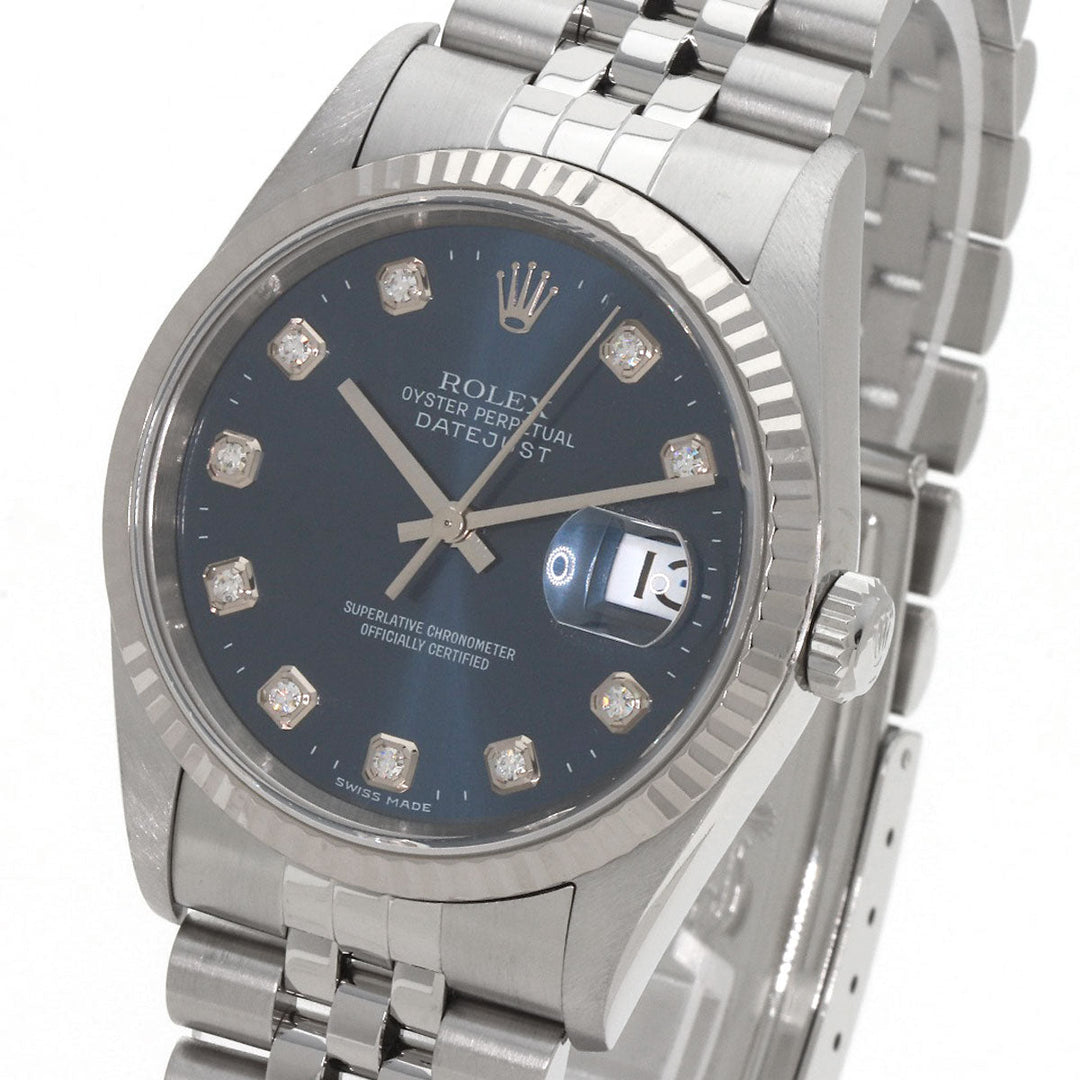 ROLEX Watches Mechanical Automatic 16234G Stainless Steel Silver Datejust 10P Diamond blue dial