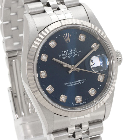 ROLEX Watches Mechanical Automatic 16234G Stainless Steel Silver Datejust 10P Diamond blue dial