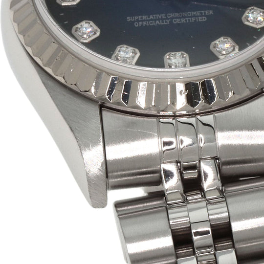 ROLEX Watches Mechanical Automatic 79174G Stainless Steel , Stainless Steel , K18WG Silver Datejust 10P Diamond Blue gradation dial Women Used Authentic
